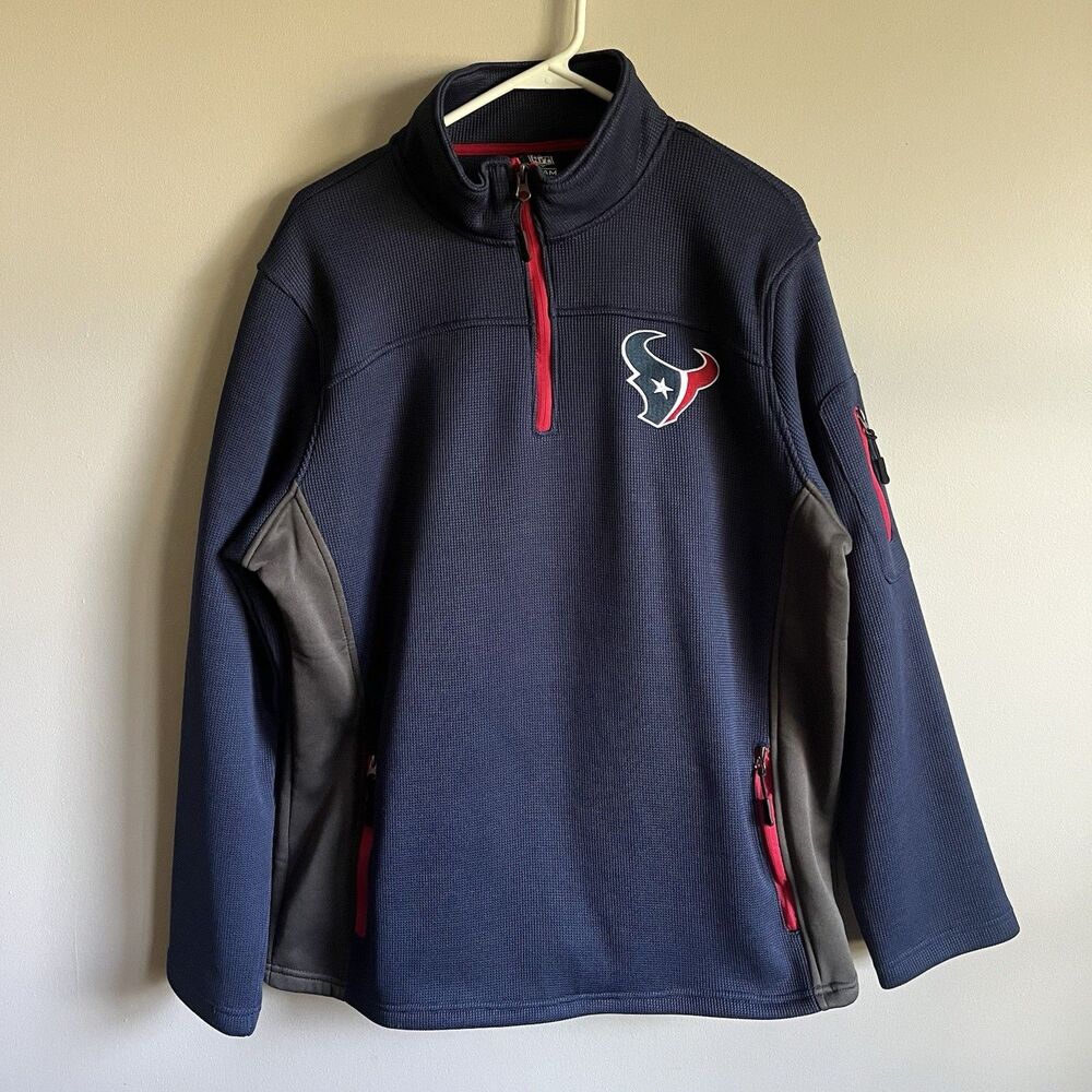 Houston Texans 1/4 Zip Pullover Jacket Men’s L NFL Apparel Blue/Gray/Red